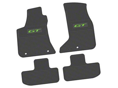 FLEXTREAD Factory Floorpan Fit Custom Vintage Scene Front and Rear Floor Mats with Lime GT Insert; Black (17-23 AWD Challenger)