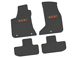 FLEXTREAD Factory Floorpan Fit Custom Vintage Scene Front and Rear Floor Mats with Orange GT Insert; Black (17-23 AWD Challenger)