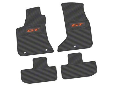 FLEXTREAD Factory Floorpan Fit Custom Vintage Scene Front and Rear Floor Mats with Orange GT Insert; Black (17-23 AWD Challenger)