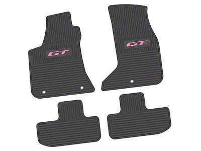 FLEXTREAD Factory Floorpan Fit Custom Vintage Scene Front and Rear Floor Mats with Pink GT Insert; Black (17-23 AWD Challenger)