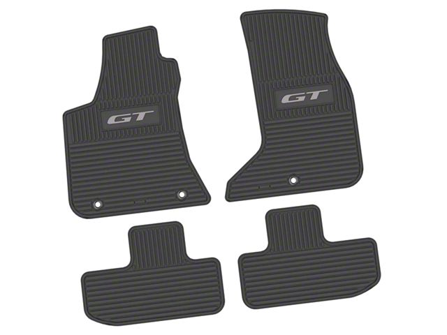 FLEXTREAD Factory Floorpan Fit Custom Vintage Scene Front and Rear Floor Mats with Silver GT Insert; Black (17-23 AWD Challenger)