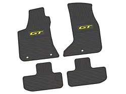FLEXTREAD Factory Floorpan Fit Custom Vintage Scene Front and Rear Floor Mats with Yellow GT Insert; Black (17-23 AWD Challenger)
