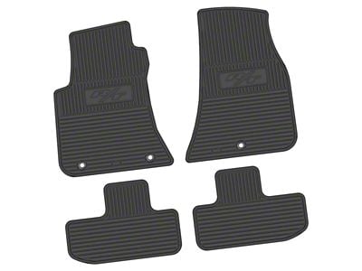 Factory Floorpan Fit Custom Vintage Scene Front and Rear Floor Mats with 2015 R/T Insert; Black (11-23 RWD Challenger)