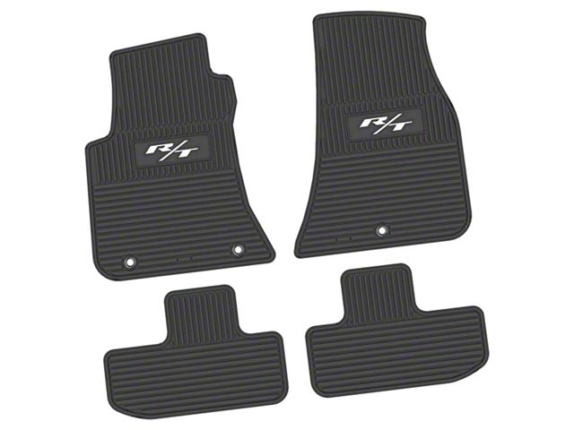 FLEXTREAD Factory Floorpan Fit Custom Vintage Scene Front and Rear Floor Mats with White 2015 R/T Insert; Black (11-23 RWD Challenger)