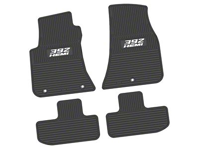 Factory Floorpan Fit Custom Vintage Scene Front and Rear Floor Mats with White 392 HEMI Insert; Black (11-23 RWD Challenger)