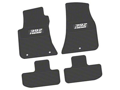 FLEXTREAD Factory Floorpan Fit Custom Vintage Scene Front and Rear Floor Mats with White 392 HEMI Insert; Black (11-23 RWD Challenger)