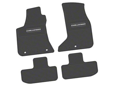 FLEXTREAD Factory Floorpan Fit Custom Vintage Scene Front and Rear Floor Mats with White Challenger Insert; Black (17-23 AWD Challenger)
