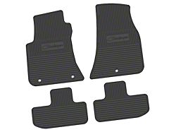 Factory Floorpan Fit Custom Vintage Scene Front and Rear Floor Mats with Challenger Script Insert; Black (11-23 RWD Challenger)