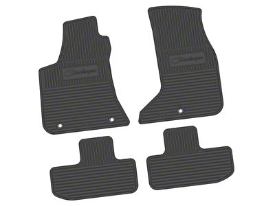Factory Floorpan Fit Custom Vintage Scene Front and Rear Floor Mats with Challenger Script Insert; Black (17-23 AWD Challenger)