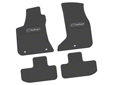 FLEXTREAD Factory Floorpan Fit Custom Vintage Scene Front and Rear Floor Mats with White Challenger Script Insert; Black (17-23 AWD Challenger)