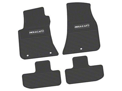 Factory Floorpan Fit Custom Vintage Scene Front and Rear Floor Mats with White Hellcat Insert; Black (11-23 RWD Challenger)