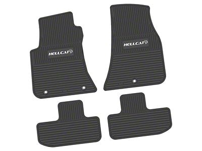 FLEXTREAD Factory Floorpan Fit Custom Vintage Scene Front and Rear Floor Mats with White Hellcat Insert; Black (11-23 RWD Challenger)