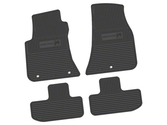 FLEXTREAD Factory Floorpan Fit Custom Vintage Scene Front and Rear Floor Mats with Scat Pack Insert; Black (11-23 RWD Challenger)