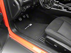 Factory Floorpan Fit Custom Vintage Scene Front and Rear Floor Mats with White Scat Pack Insert; Black (11-23 RWD Challenger)