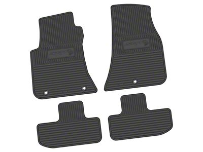 FLEXTREAD Factory Floorpan Fit Custom Vintage Scene Front and Rear Floor Mats with SRT Hellcat Insert; Black (11-23 RWD Challenger)