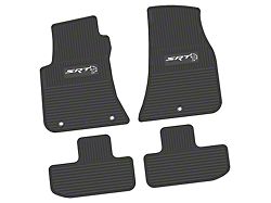 Factory Floorpan Fit Custom Vintage Scene Front and Rear Floor Mats with White SRT Hellcat Insert; Black (11-23 RWD Challenger)