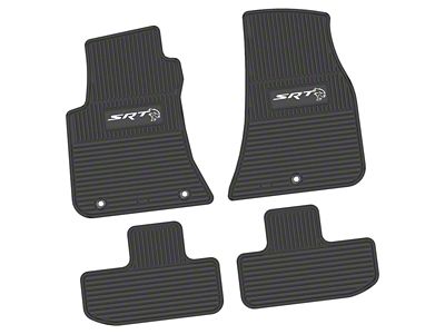 Factory Floorpan Fit Custom Vintage Scene Front and Rear Floor Mats with White SRT Hellcat Insert; Black (11-23 RWD Challenger)