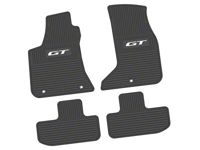 Factory Floorpan Fit Custom Vintage Scene Front and Rear Floor Mats with White GT Insert; Black (17-23 AWD Challenger)
