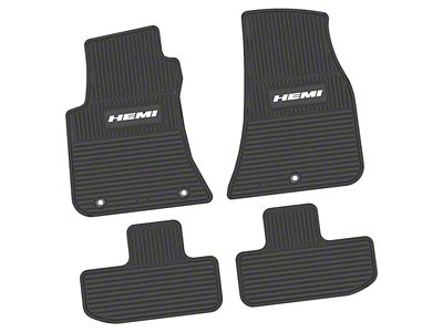 FLEXTREAD Factory Floorpan Fit Custom Vintage Scene Front and Rear Floor Mats with White HEMI Insert; Black (11-23 RWD Challenger)