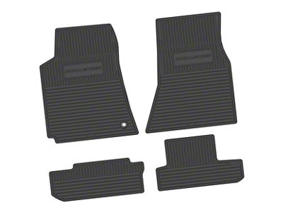 Factory Floorpan Fit Custom Vintage Scene Front and Rear Floor Mats with Challenger Insert; Black (08-10 Challenger)