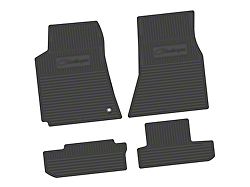 Factory Floorpan Fit Custom Vintage Scene Front and Rear Floor Mats with Challenger Script Insert; Black (08-10 Challenger)