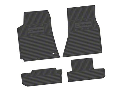 Factory Floorpan Fit Custom Vintage Scene Front and Rear Floor Mats with Challenger Script Insert; Black (08-10 Challenger)