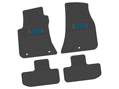 Factory Floorpan Fit Custom Vintage Scene Front and Rear Floor Mats with Dark Blue 392 HEMI Insert; Black (11-23 RWD Challenger)