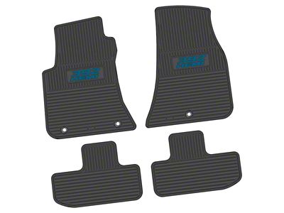 FLEXTREAD Factory Floorpan Fit Custom Vintage Scene Front and Rear Floor Mats with Dark Blue 392 HEMI Insert; Black (11-23 RWD Challenger)