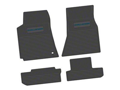 Factory Floorpan Fit Custom Vintage Scene Front and Rear Floor Mats with Dark Blue Challenger Insert; Black (08-10 Challenger)