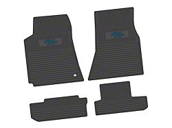 Factory Floorpan Fit Custom Vintage Scene Front and Rear Floor Mats with Dark Blue R/T Insert; Black (08-10 Challenger)