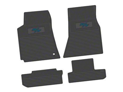 Factory Floorpan Fit Custom Vintage Scene Front and Rear Floor Mats with Dark Blue R/T Insert; Black (08-10 Challenger)