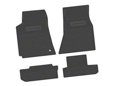 Factory Floorpan Fit Custom Vintage Scene Front and Rear Floor Mats with Dodge and Stripe Insert; Black (08-10 Challenger)
