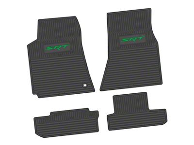 Factory Floorpan Fit Custom Vintage Scene Front and Rear Floor Mats with Green SRT Insert; Black (08-10 Challenger)