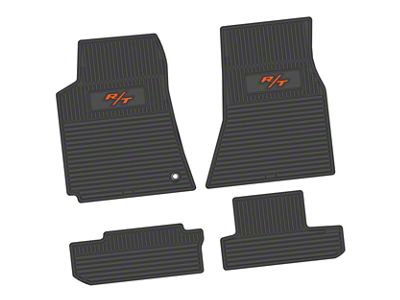 Factory Floorpan Fit Custom Vintage Scene Front and Rear Floor Mats with Orange R/T Insert; Black (08-10 Challenger)
