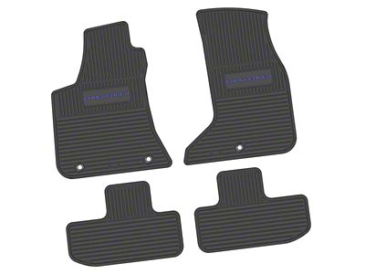Factory Floorpan Fit Custom Vintage Scene Front and Rear Floor Mats with Purple Challenger Insert; Black (17-23 AWD Challenger)