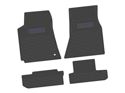 Factory Floorpan Fit Custom Vintage Scene Front and Rear Floor Mats with Purple Challenger Insert; Black (08-10 Challenger)