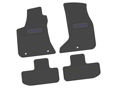 Factory Floorpan Fit Custom Vintage Scene Front and Rear Floor Mats with Purple Challenger Script Insert; Black (17-23 AWD Challenger)