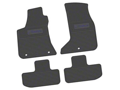 FLEXTREAD Factory Floorpan Fit Custom Vintage Scene Front and Rear Floor Mats with Purple Challenger Script Insert; Black (17-23 AWD Challenger)