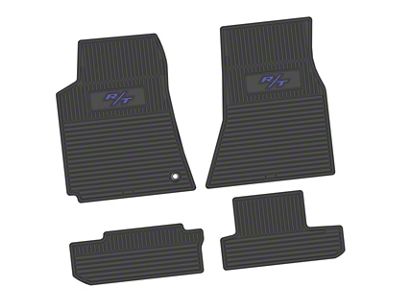 Factory Floorpan Fit Custom Vintage Scene Front and Rear Floor Mats with Purple R/T Insert; Black (08-10 Challenger)