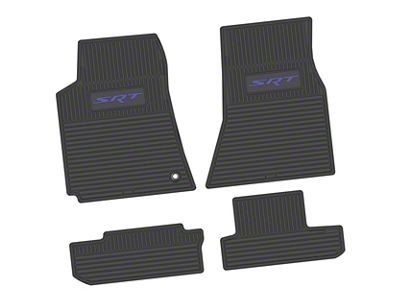 Factory Floorpan Fit Custom Vintage Scene Front and Rear Floor Mats with Purple SRT Insert; Black (08-10 Challenger)