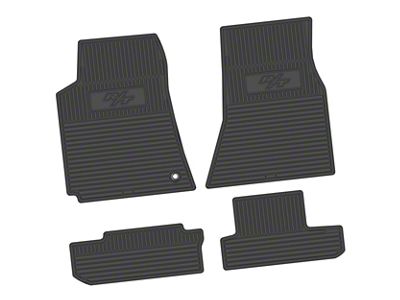Factory Floorpan Fit Custom Vintage Scene Front and Rear Floor Mats with R/T Insert; Black (08-10 Challenger)