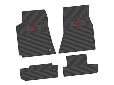 Factory Floorpan Fit Custom Vintage Scene Front and Rear Floor Mats with Red R/T Insert; Black (08-10 Challenger)