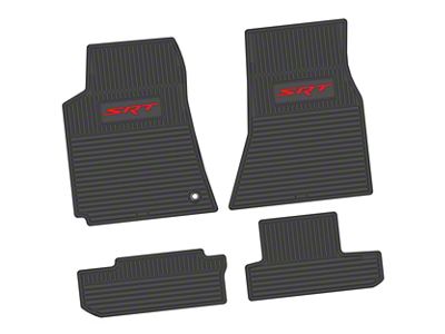 Factory Floorpan Fit Custom Vintage Scene Front and Rear Floor Mats with Red SRT Insert; Black (08-10 Challenger)