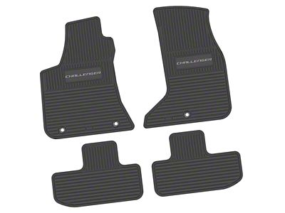 Factory Floorpan Fit Custom Vintage Scene Front and Rear Floor Mats with Silver Challenger Insert; Black (17-23 AWD Challenger)