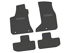 FLEXTREAD Factory Floorpan Fit Custom Vintage Scene Front and Rear Floor Mats with Silver Challenger Script Insert; Black (17-23 AWD Challenger)