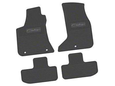 FLEXTREAD Factory Floorpan Fit Custom Vintage Scene Front and Rear Floor Mats with Silver Challenger Script Insert; Black (17-23 AWD Challenger)