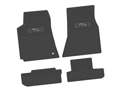 Factory Floorpan Fit Custom Vintage Scene Front and Rear Floor Mats with Silver R/T Insert; Black (08-10 Challenger)