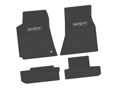 Factory Floorpan Fit Custom Vintage Scene Front and Rear Floor Mats with Silver SRT Insert; Black (08-10 Challenger)