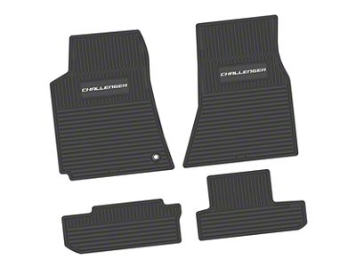 Factory Floorpan Fit Custom Vintage Scene Front and Rear Floor Mats with White Challenger Insert; Black (08-10 Challenger)