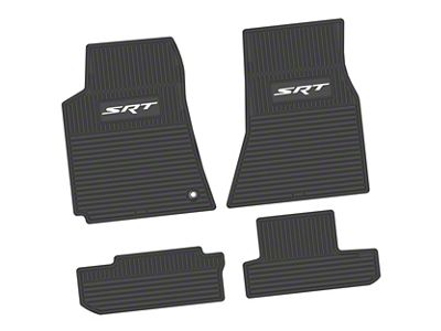 Factory Floorpan Fit Custom Vintage Scene Front and Rear Floor Mats with White SRT Insert; Black (08-10 Challenger)